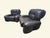Black Black Faux Leather Sofa and Armchair Set from Adriano Piazzesi, Italy, 1970s, Set of 3 For Sale - Image 8 of 15