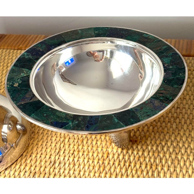Los Castillo Silver Malachite and Lapis Covered Bowl For Sale - Image 11 of 12