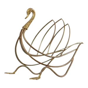 Vintage Italian Brass Swan Magazine Stand