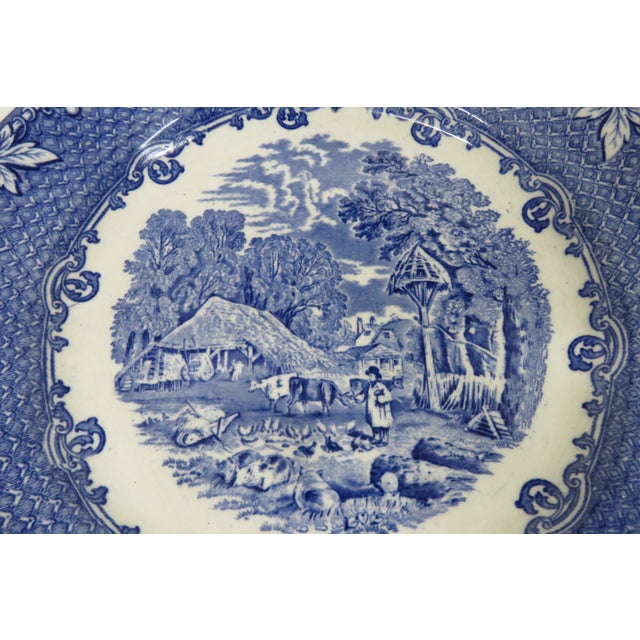 This gorgeous plate is stamped on the bottom "Farm, England" was produced by George jones. It features a farm owner...