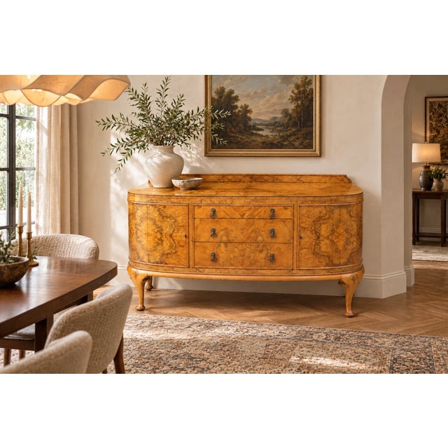 Vintage Art Deco–Style Burl Wood Serpentine Buffet / Sideboard For Sale - Image 10 of 10