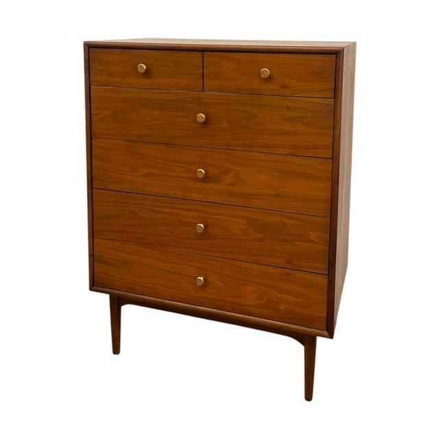 Wood Mid-Century Modern Drexel Declaration Walnut Tallboy Dresser by Kipp Stewart – 6-Drawer MCM Chest. For Sale - Image 7 of 10