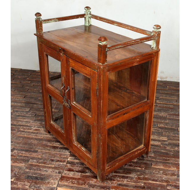 Solid Reclaimed Teak Wood Glass Fronted Cabinet For Sale In Boston - Image 6 of 8