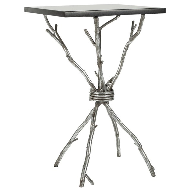 Faux Bois Accent Table with Black Marble Top For Sale - Image 4 of 4