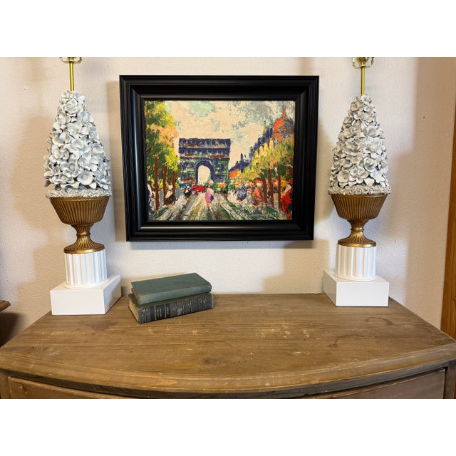 Arc De Triomphe in Paris, Created With Thick, Textured Impasto Brushstrokes. Vintage Oil Painting on Canvas. For Sale - Image 12 of 12