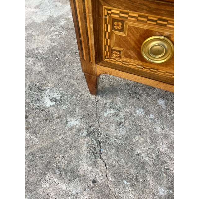 Brass French 18th Century Louis XVI Walnut Château Period Marble Top Chest of Drawers For Sale - Image 8 of 12
