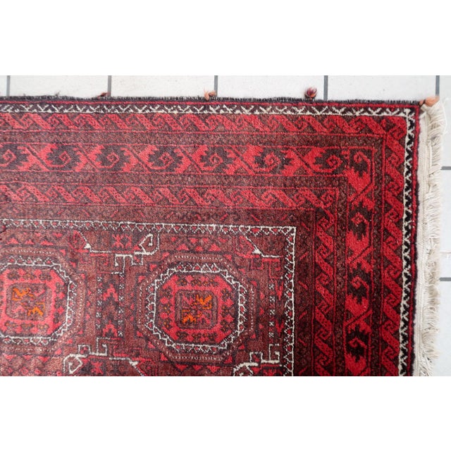 Red 1950s, Vintage Afghan Baluch Runner Rug 3.5' X 6.11' For Sale - Image 8 of 10