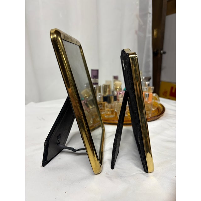 Pair Vintage Brass Table Top Picture Frames For Sale - Image 4 of 5