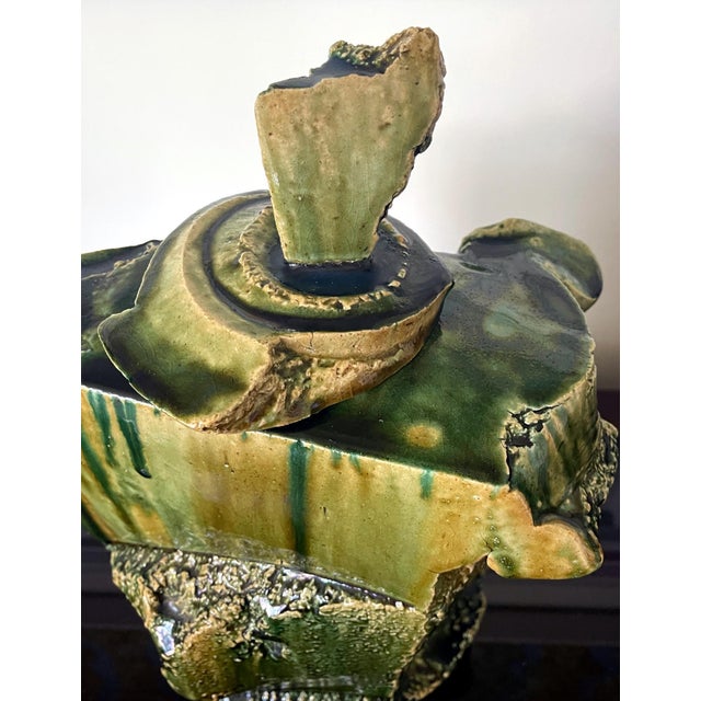 Ceramic Large Japanese Ceramic Oribe Sculptural Vessel by Shigemasa Higashida For Sale - Image 7 of 18