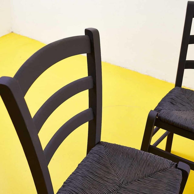 Wood Rustic Black Chairs, Set of 4 For Sale - Image 7 of 9