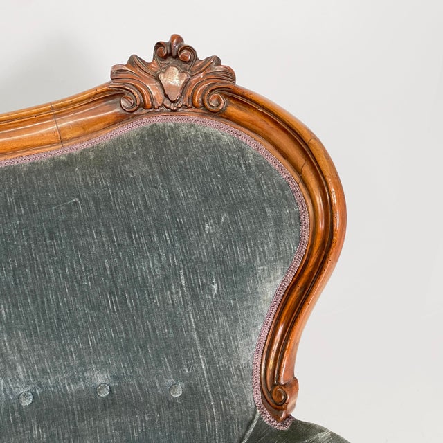 Blue Italian Louis XVI Style Sofa in Light Blue Velvet and Wood, 1930s For Sale - Image 8 of 18