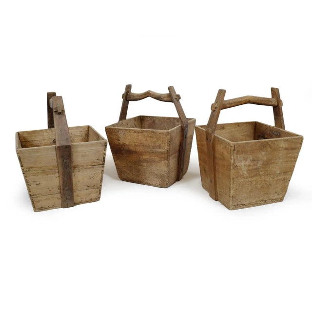 Mid 20th Century Vintage Elm Rustic Village Bucket For Sale - Image 5 of 7