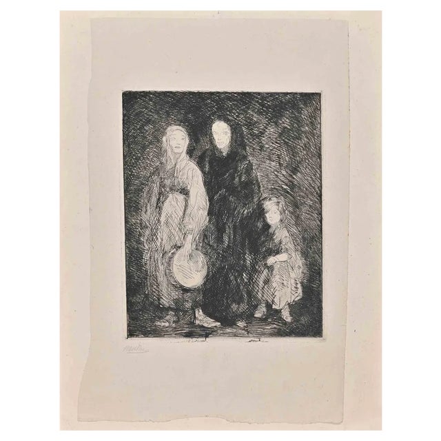 Bernard Naudin, Departure, Etching, Early 20th Century For Sale