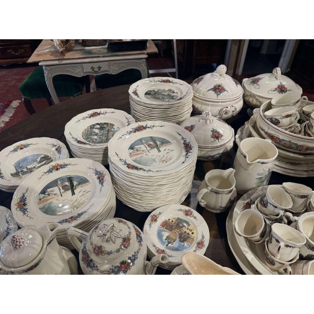 French Early 20 Century French Porcelain Dinnerware, About 208 Pieces Signed H. Loux For Sale - Image 3 of 13