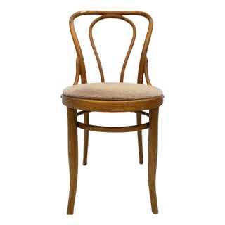 Vintage Thonet Bentwood Café Chair With Upholstered Seat and Original Labels For Sale