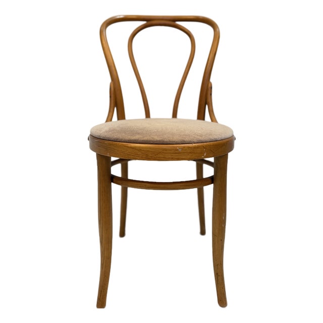 Vintage Thonet Bentwood Café Chair With Upholstered Seat and Original Labels For Sale