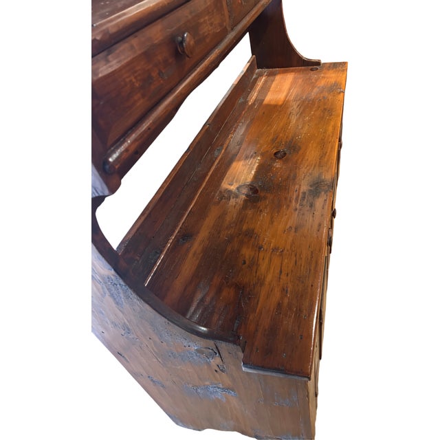 1970s Elongated Pine Bucket Bench For Sale - Image 4 of 9