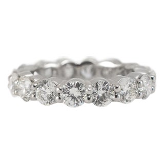 Ladies 14k White Gold Full Eternity 2.93ct Diamond Wedding Band, Size 4 For Sale