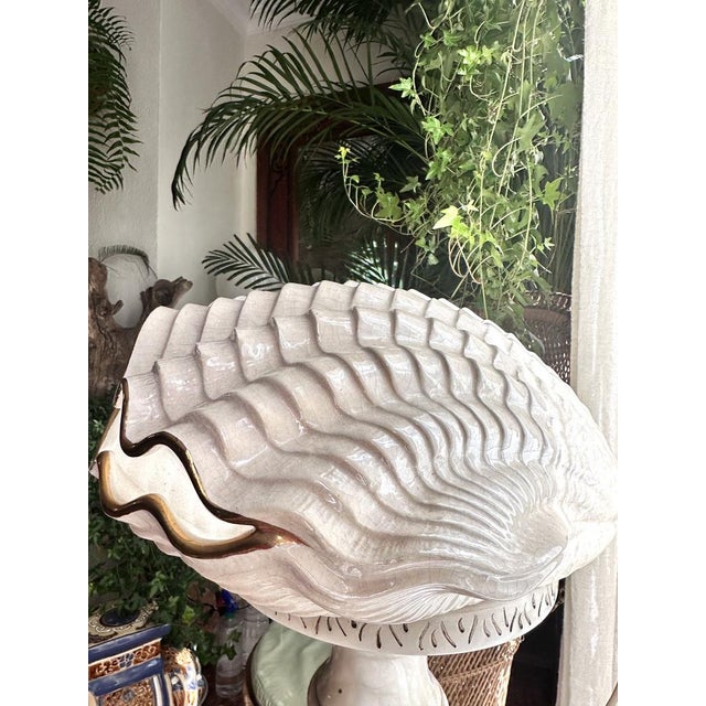 Ceramic Pearly Glazed Ceramic Lamps in the shape of a Shell by Bon Día, 1960s, Set of 2 For Sale - Image 7 of 18