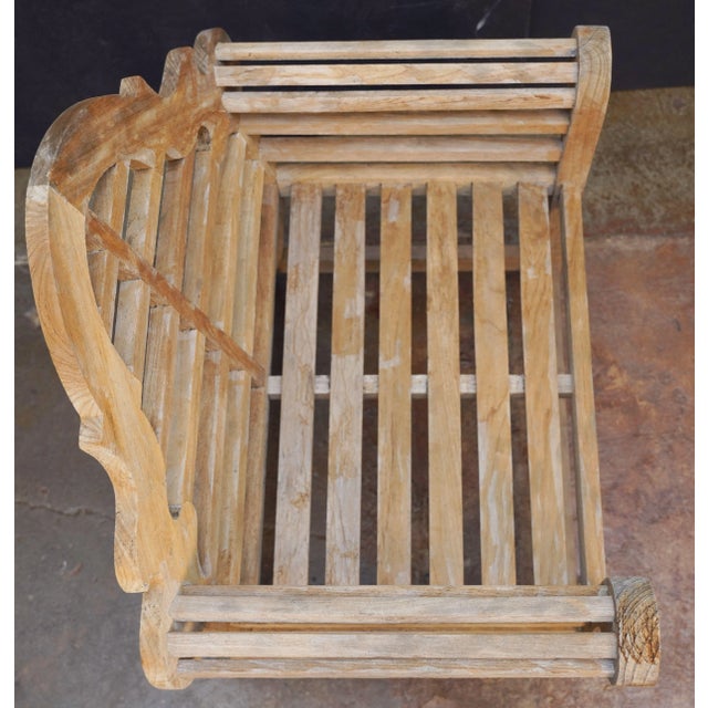 Tan Lutyens Style Garden Chair of Teak For Sale - Image 8 of 12