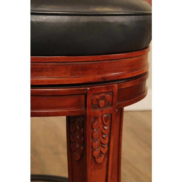 Harden Cherry & Black Leather Swivel Bar Stools A Pair Chairish