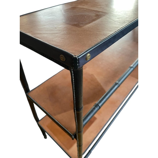 Vintage Stitched Leather Bookcase by Jacques Adnet, 1950s For Sale - Image 11 of 13