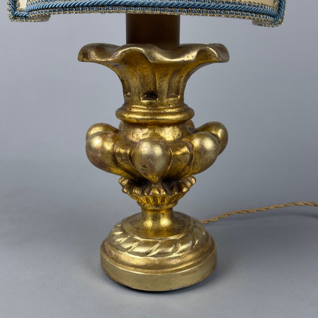 Wood Gilded Carved Wood Table Lamp with Lampshade by Ignoto For Sale - Image 7 of 12