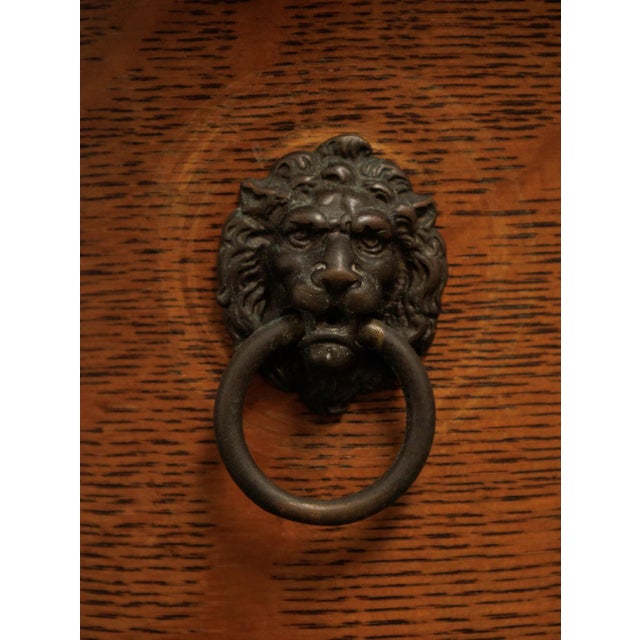 Brass Tiger Oak French Antique Dresser For Sale - Image 8 of 12