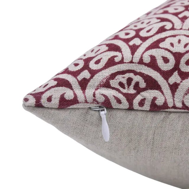 Art Deco Fabdivine Handmade Block Printed Cushion Cover 22x22 Inch Pure Linen- Shatru For Sale - Image 3 of 4