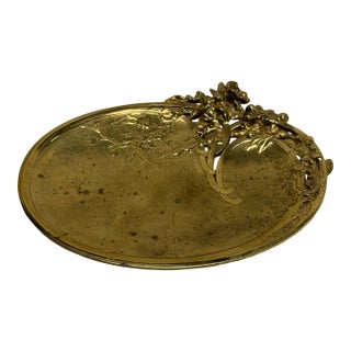 Antique Art Nouveau Brass or Bronze Trinket Tray - Signed For Sale
