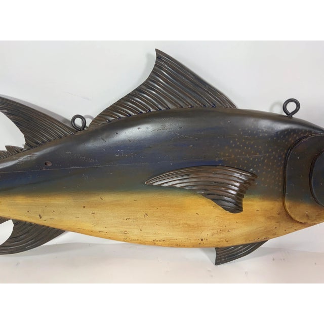 Carved and Painted Tuna Fish Trade Sign For Sale - Image 4 of 10