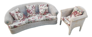 Set of Rattan Bamboo Sofa and Armchair, 1960s