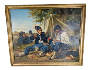 Oil on Canvas Painting of Franco-Prussian War by Auguste Bachelin