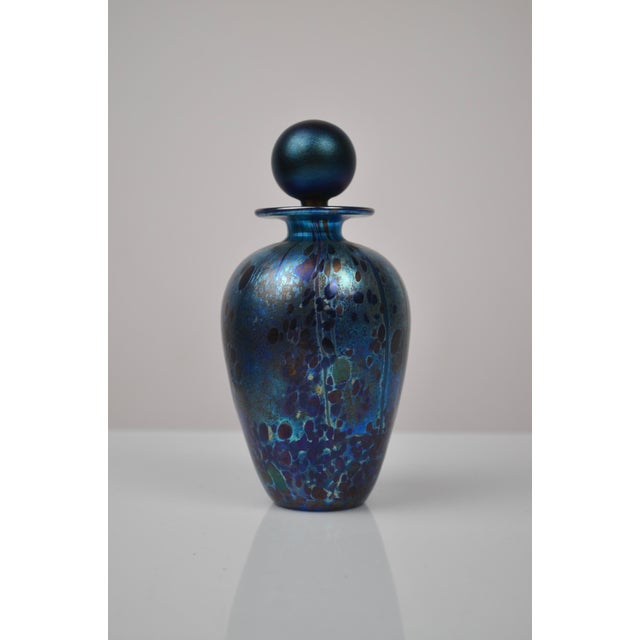Glass Perfume Bottle in Blue Iridescent Art Glass from Isle of Wight, 1970s For Sale - Image 7 of 13