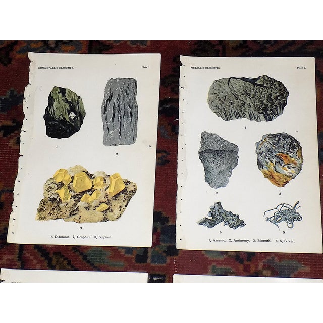 This set of twelve (12) authentic antique lithographs (offset) depicts many types of minerals in their natural form, all...