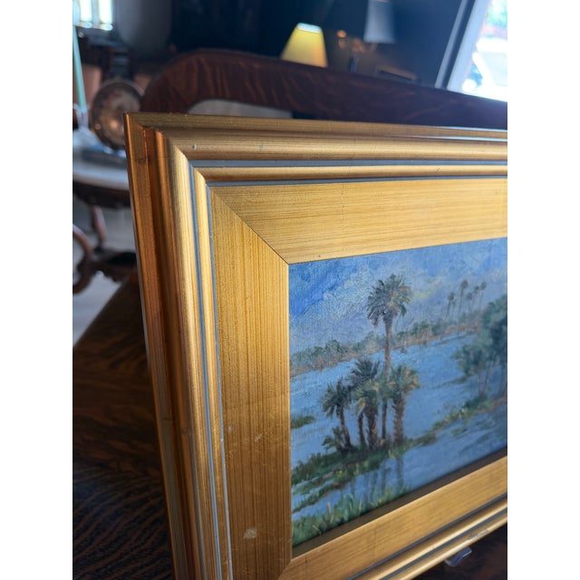 Blue Framed, Signed Oil on Board Painting of Florida Landscape For Sale - Image 8 of 11