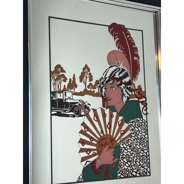 Vintage French Art Deco Au Revoir Fashion Illustration Mirror by George Barbier, 1970s For Sale - Image 13 of 14