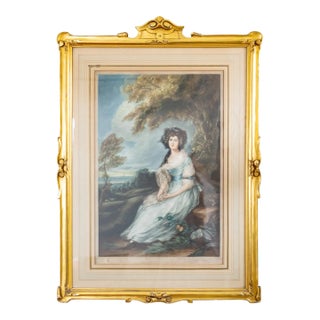 Giltwood Framed Color Mezzotint of Thomas Gainsboroughs Mrs Richard Brinsley Sheridan For Sale