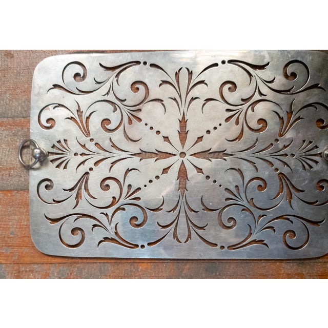 Early 18th Century 18th Century English George II Sterling Silver Pierced Dish Insert by Joseph Sanders For Sale - Image 5 of 14