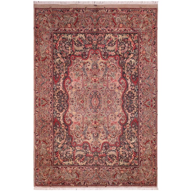 Art Nouveau Medallion 1990's Pak-Persian Green/Green Wool Rug - 9'0'' X 12'7'' For Sale - Image 9 of 9