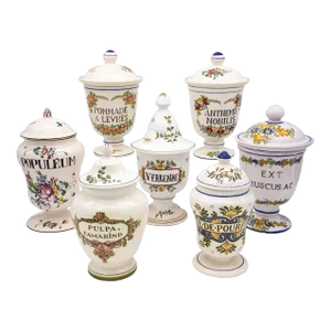 Set of Seven Early 20th Century French Provence Apothecary Jars