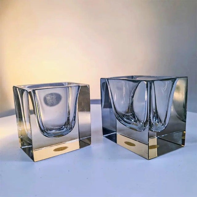 Rectangular Transparent Ashtray in Murano Glass by Flavio Poli for Seguso, 1960s, Set of 2 For Sale - Image 9 of 11