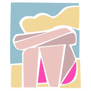 "Blonde on Beach" Contemporary Abstract Figurative Print For Sale