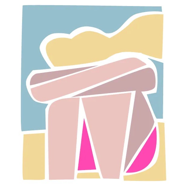 "Blonde on Beach" Contemporary Abstract Figurative Print For Sale