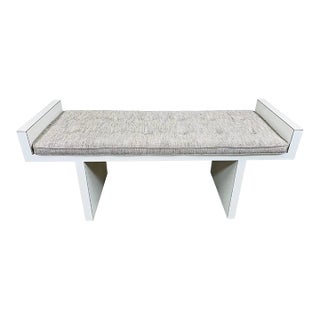 Mid-Century Frank Lloyd Wright Style White Laminate Window or Entryway H Bench For Sale