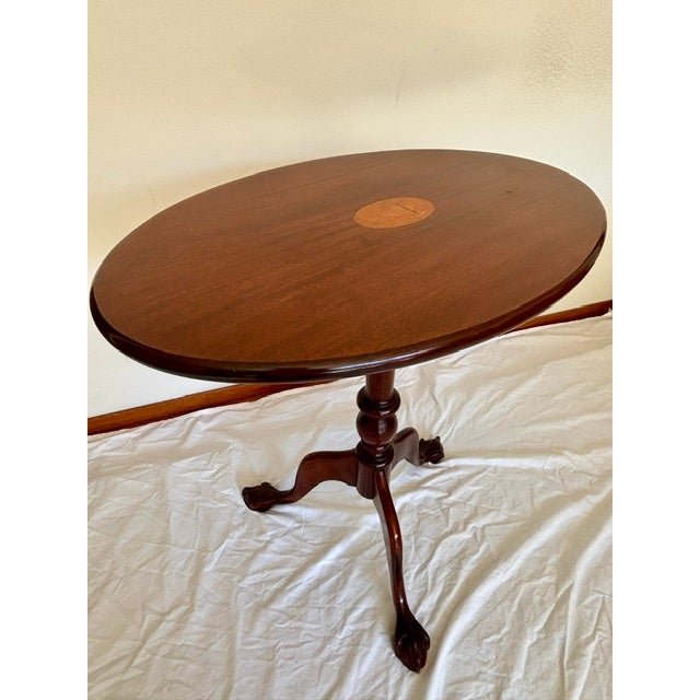 Chippendale 1931 Charak Furniture Co. Tilt Top Mahogany Table — Handmade, Numbered, Excellent Condition For Sale - Image 3 of 7