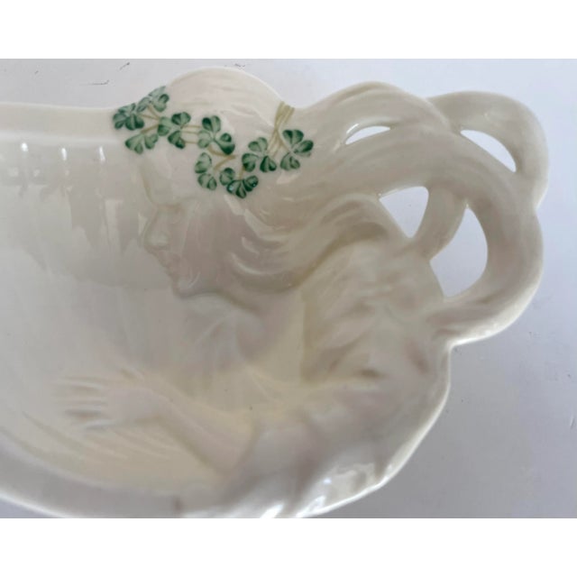 Figurative Art Nouveau Belleek Ireland Woman With Harp Porcelain Trinket Dish For Sale - Image 3 of 9