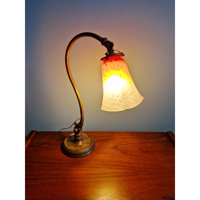 Art Deco Bronze Desk Lamp with Glass Shade by Charles Schneider, 1920s For Sale - Image 12 of 18