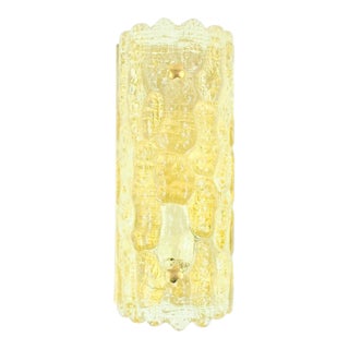 Mid-Century Scandinavian Amber Glass & Brass Wall Light by Carl Fagerlund for Orrefors, Sweden, 1960s For Sale