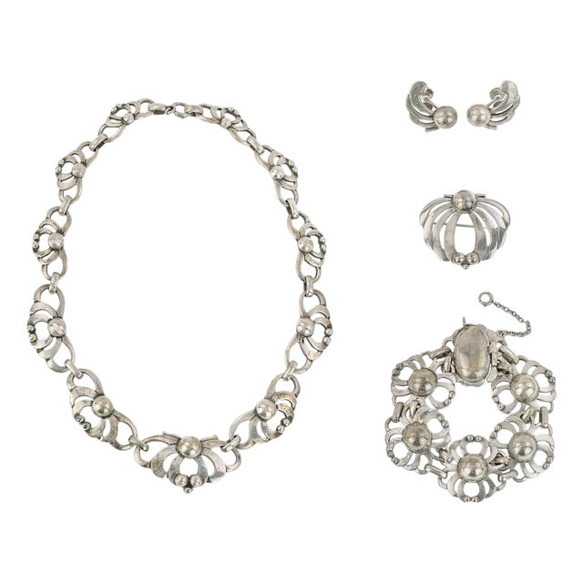 Rare Sterling Silver Jewelry Suite by The Kalo Shop For Sale